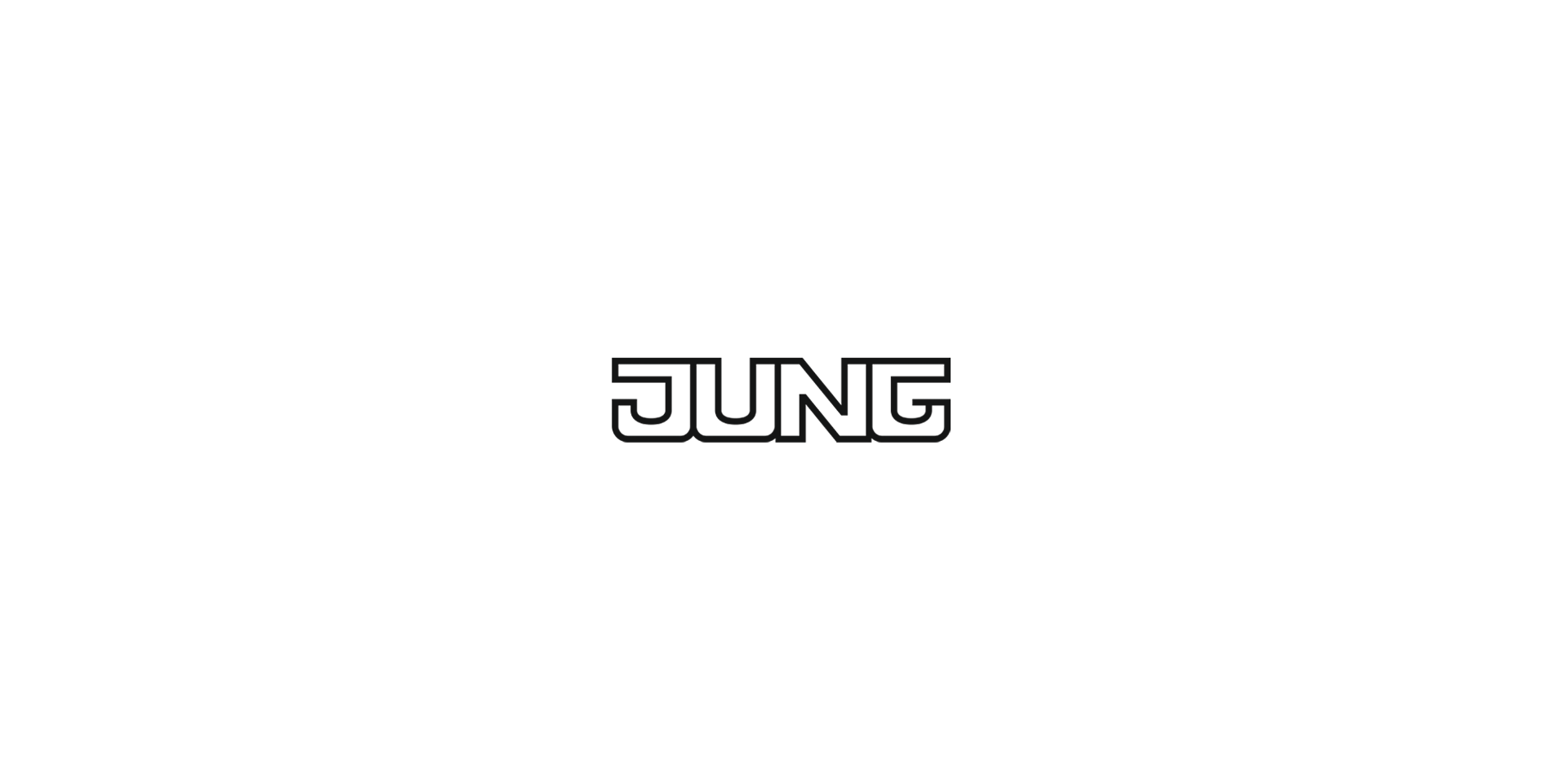 Logo „JUNG“ mit schwarzem, stilisiertem Schriftzug auf hellem Hintergrund