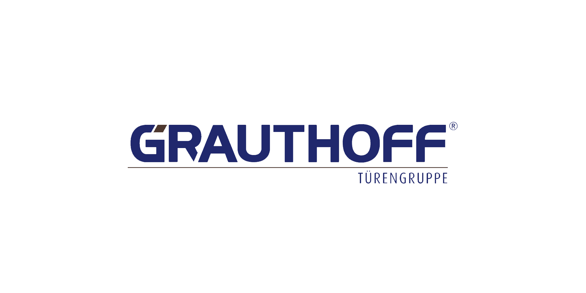 Logo mit Schriftzug „GRAUTHOFF“ und Zusatz „Türengruppe“ sowie orangefarbener Ecke mit Pluszeichen