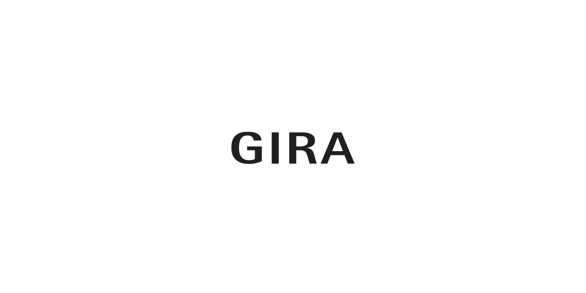 Logo „GIRA“ mit schwarzem Schriftzug auf hellem Hintergrund