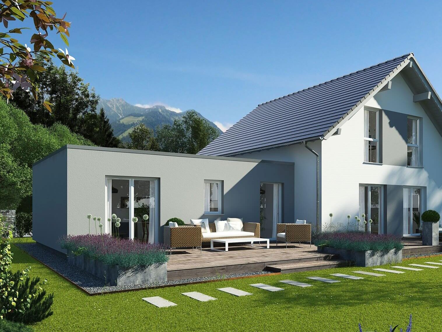 MAXIM 1 - Einfamilienhaus mit Einliegerwohnung mit Satteldach und 1,00 m Kniestock
