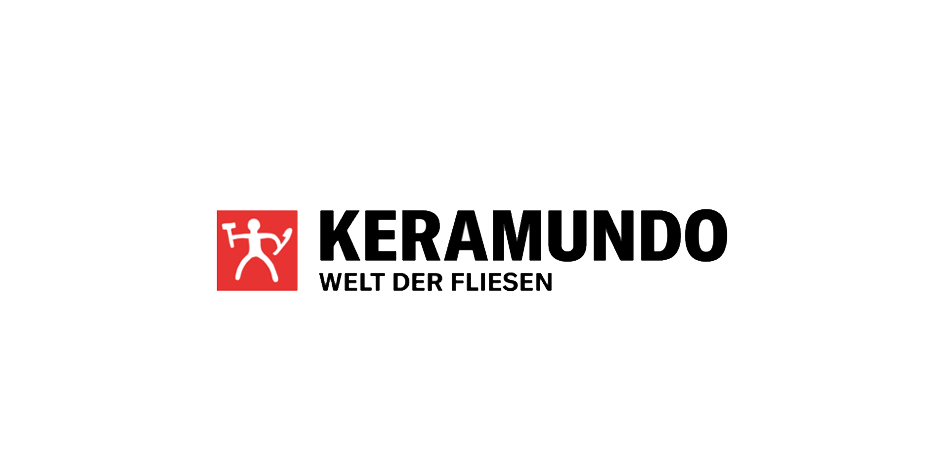 Logo „KERAMUNDO“ mit schwarzem Schriftzug, rotem Symbol und Zusatz „Welt der Fliesen“