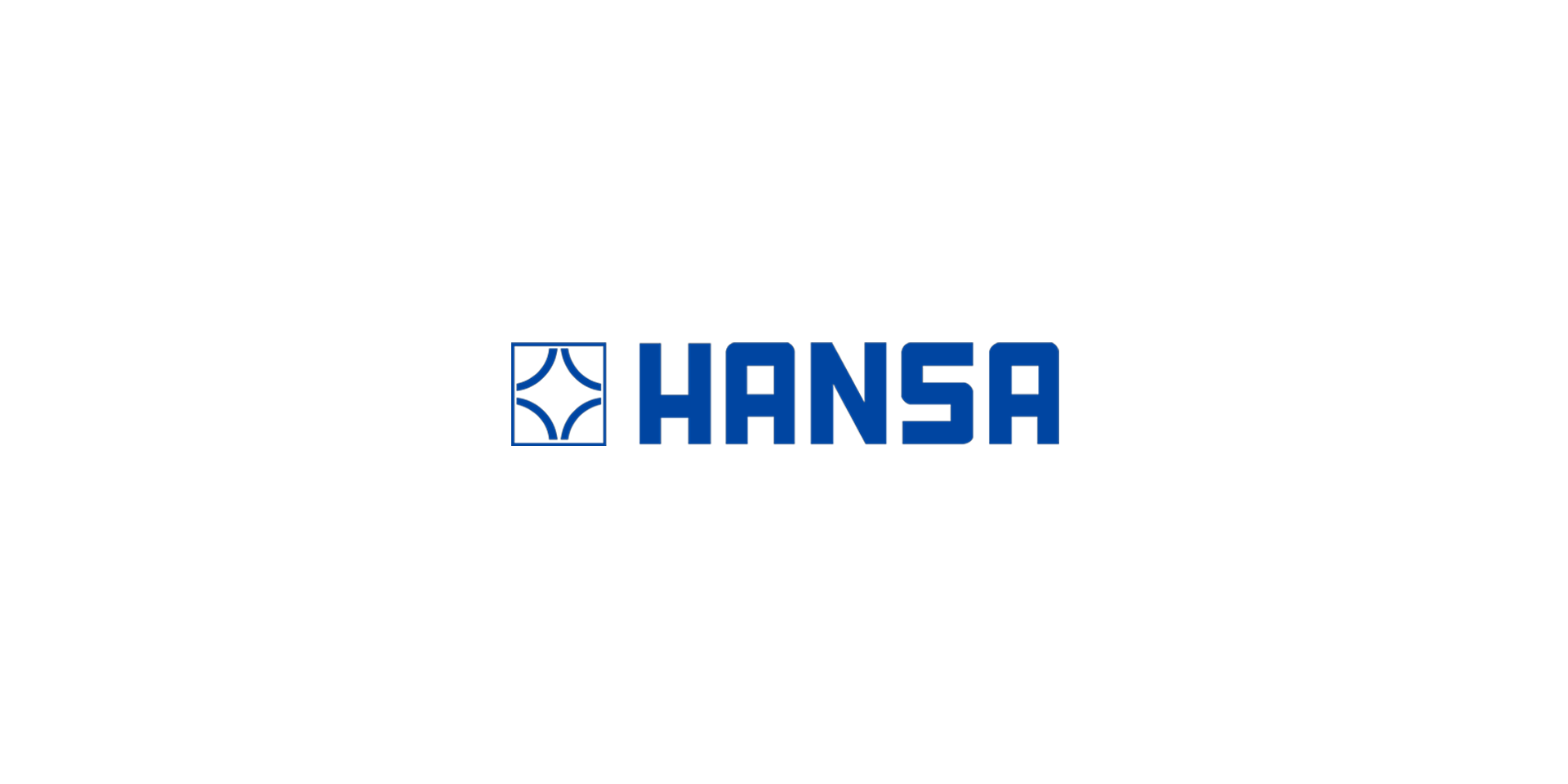 Logo „HANSA“ mit blauem Schriftzug und geometrischem Symbol