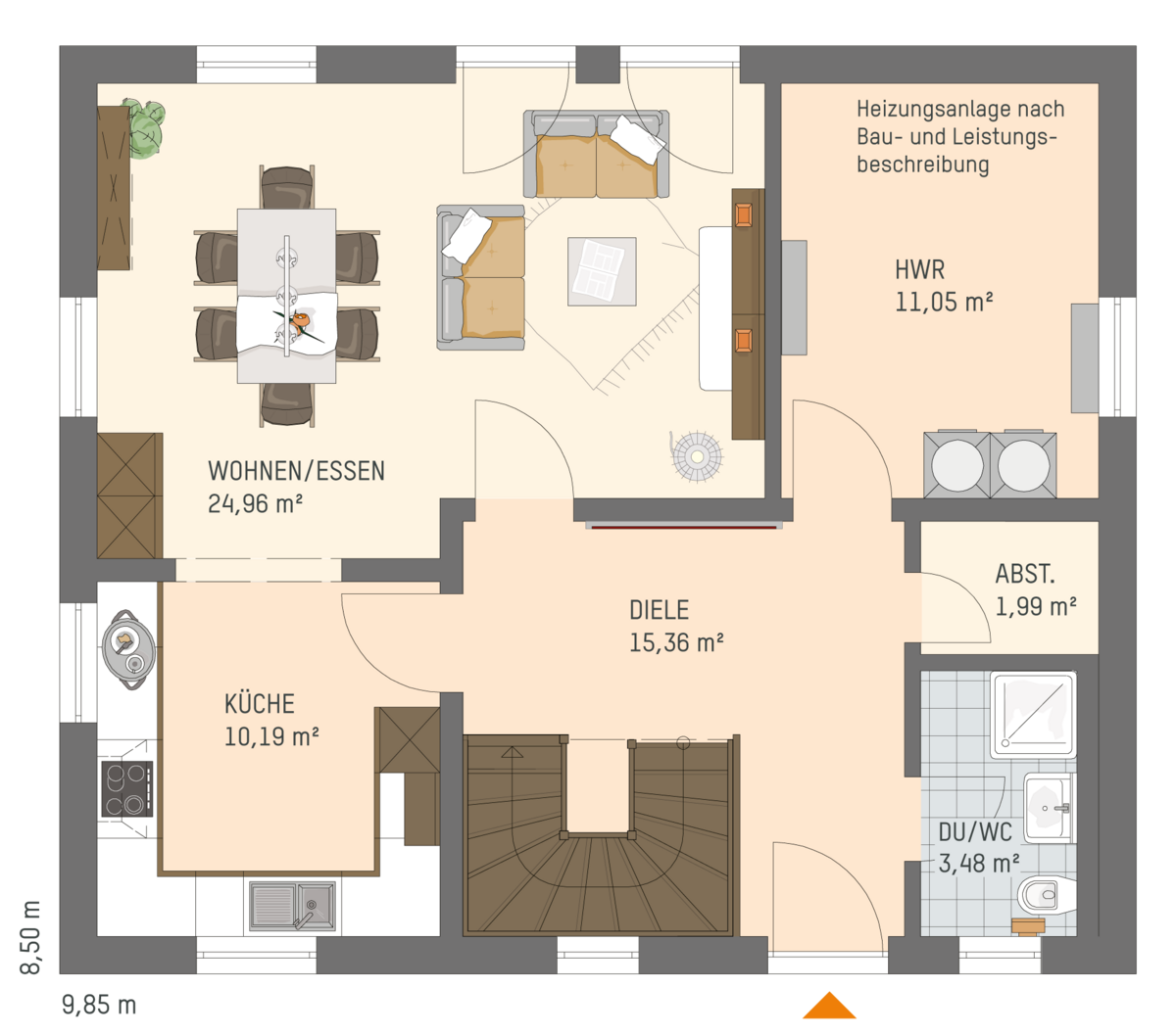 FingerHaus Grundriss Erdgeschoss UNO 2.0 111 mit Duschbad