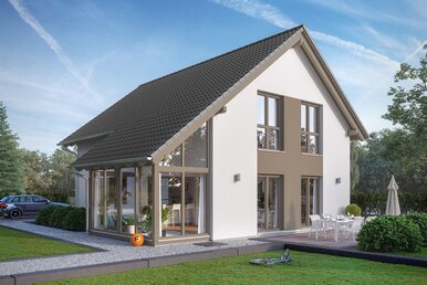 FingerHaus Aktionshaus NEO 211 mit Satteldach, Wintergarten und 1,30 m Kniestock