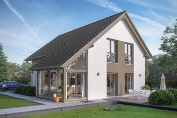 FingerHaus Aktionshaus NEO 211 mit Satteldach, Wintergarten und 1,30 m Kniestock