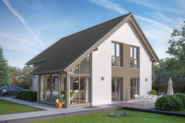 FingerHaus Aktionshaus NEO 211 mit Satteldach, Wintergarten und 1,30 m Kniestock