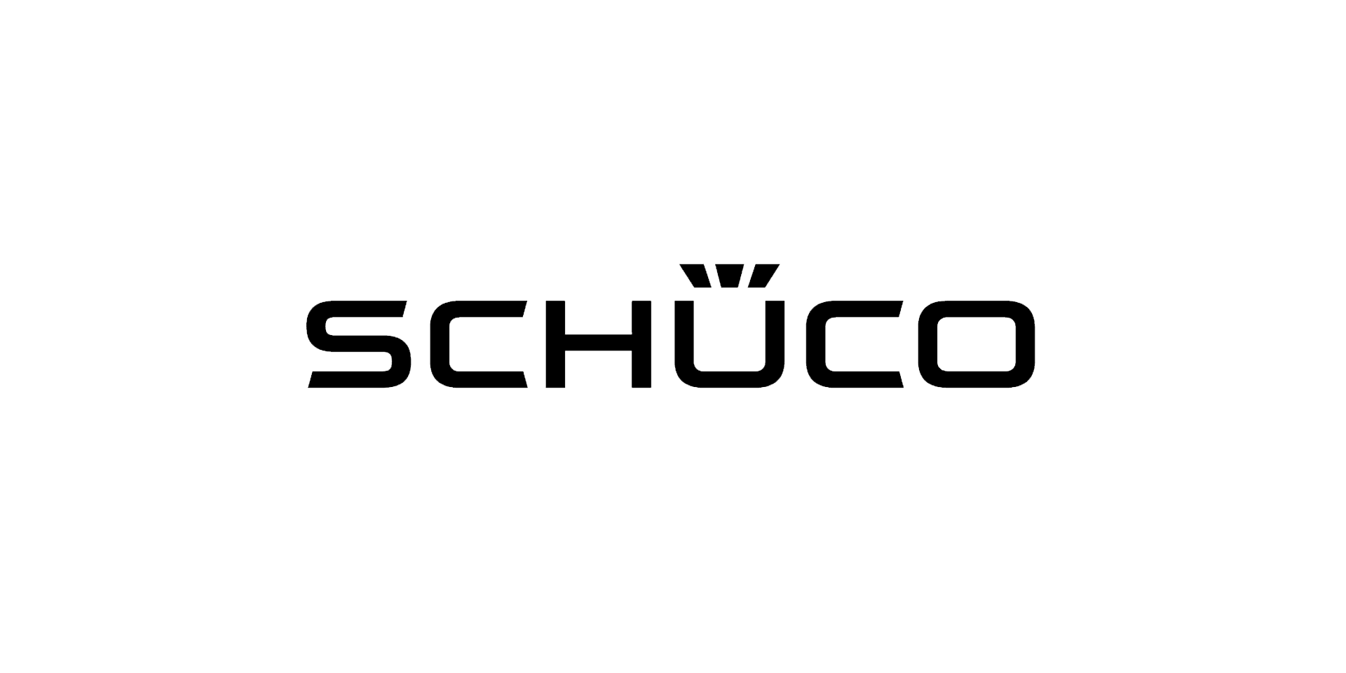 Logo „Schüco“ mit schwarzem Schriftzug auf hellem Hintergrund