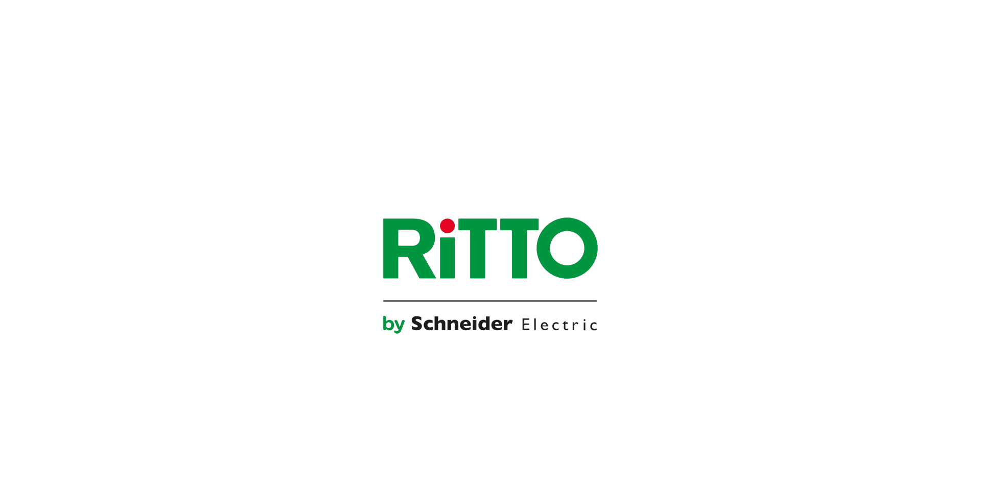 Logo „Ritto“ mit grünem Schriftzug und Zusatz „by Schneider Electric“