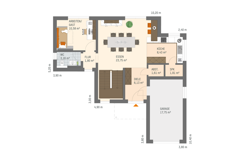 Grundriss Baugebiet Marburg Wehrda Beispiel Haus 1 Erdgeschoss