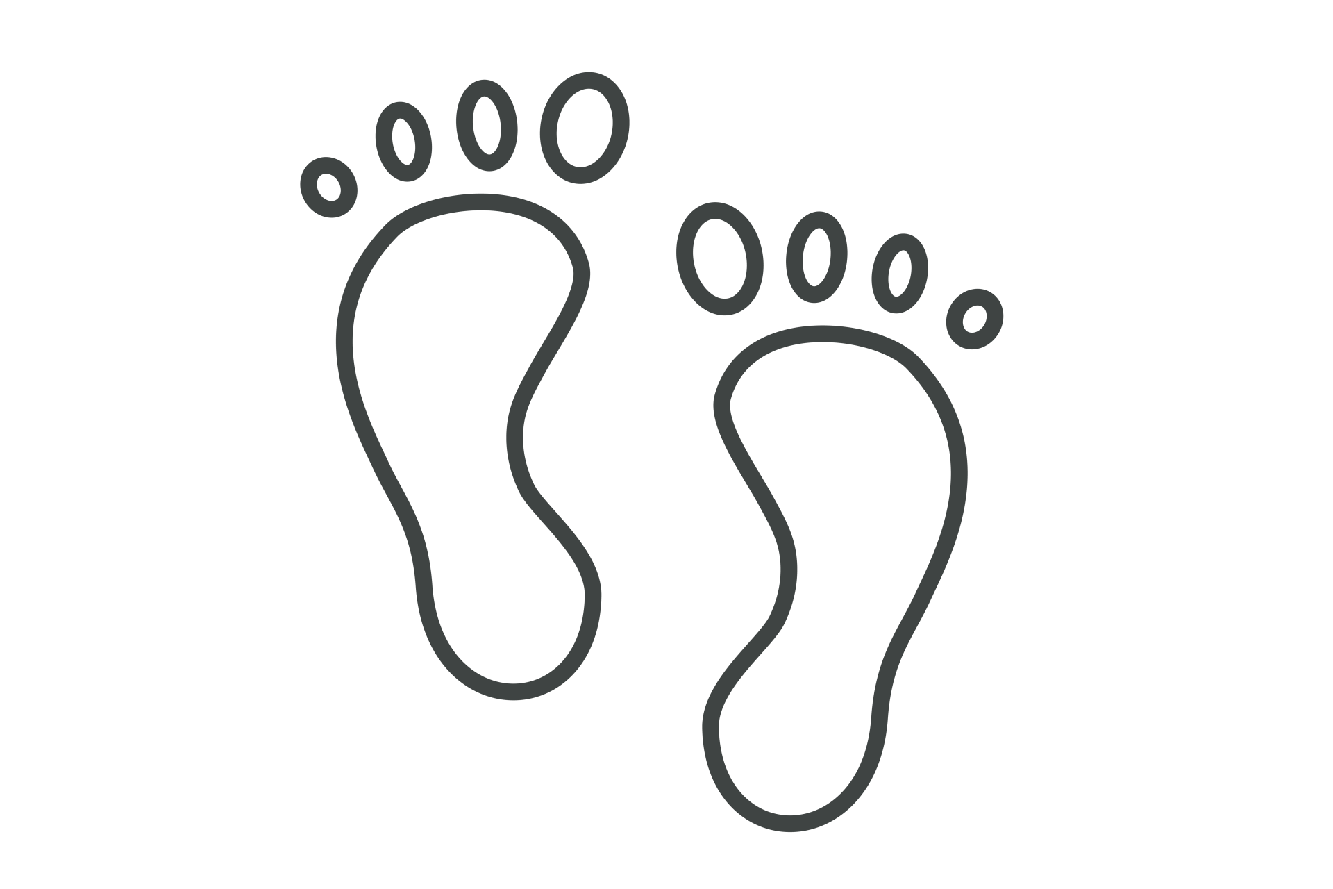 Icon einer Fußbodenheizung mit stilisierten Fußabdrücken, Symbol für angenehme Wärme im FingerHaus.