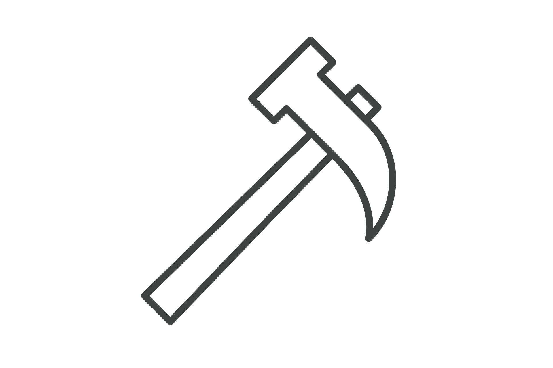 Icon eines Hammers, Symbol für die Holzrahmenbauweise von FingerHaus.