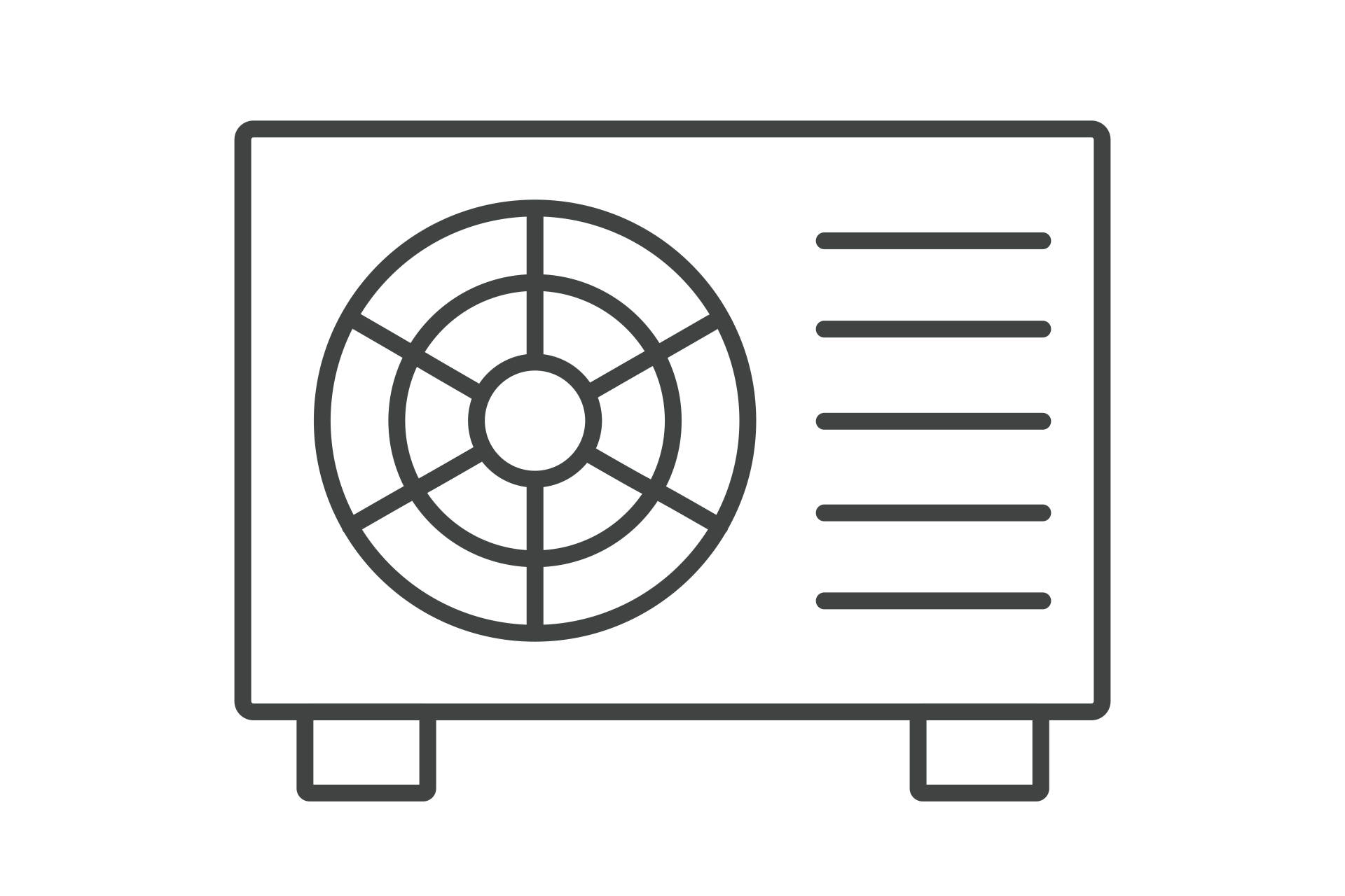 Icon einer Wärmepumpe mit Ventilator, Symbol für energieeffiziente Heiztechnik bei FingerHaus.